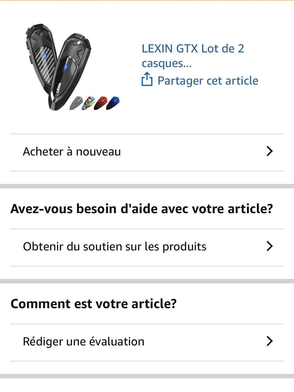 Amazon Motorcycle Bluetooth Headset Pair in Black with Blue Accents